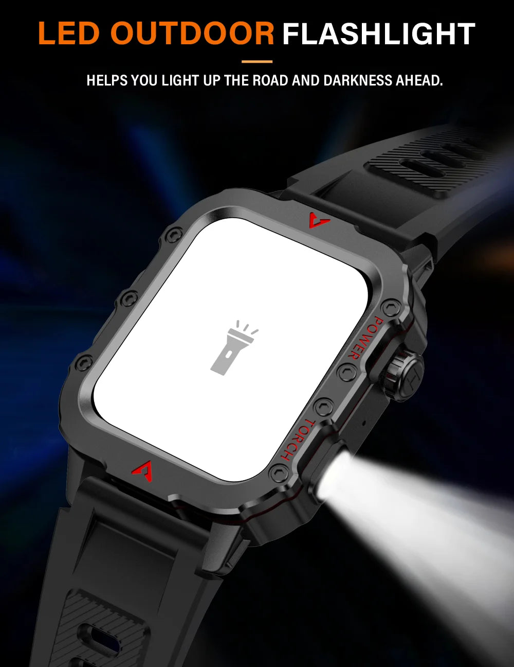 LAXASFIT Men's Sports Smart Watch Bluetooth Talk Heart Rate Monitor With LED Flashlight Multi-function Sports Outdoor Smartwatch