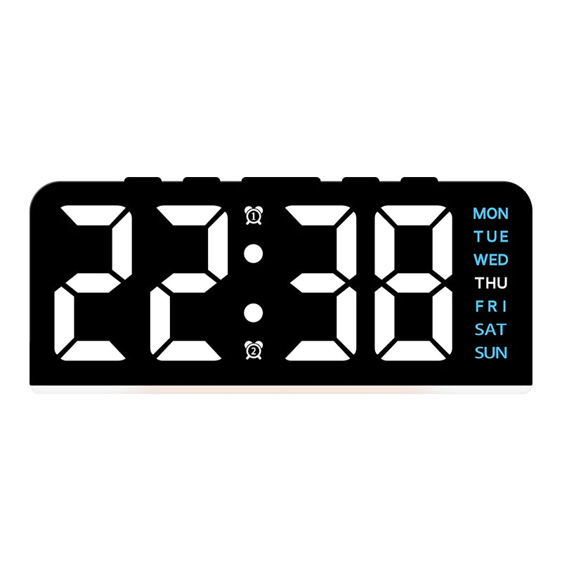 USB Powered Digital Alarm Clock with Mood Light Dual Alarm Snooze Table Clock 4 Levels Brightness 12/24H Electronic LED Clock