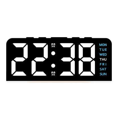 USB Powered Digital Alarm Clock with Mood Light Dual Alarm Snooze Table Clock 4 Levels Brightness 12/24H Electronic LED Clock
