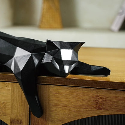 "Lying Cat" – Modern Elegance in a Geometric Sculpture
