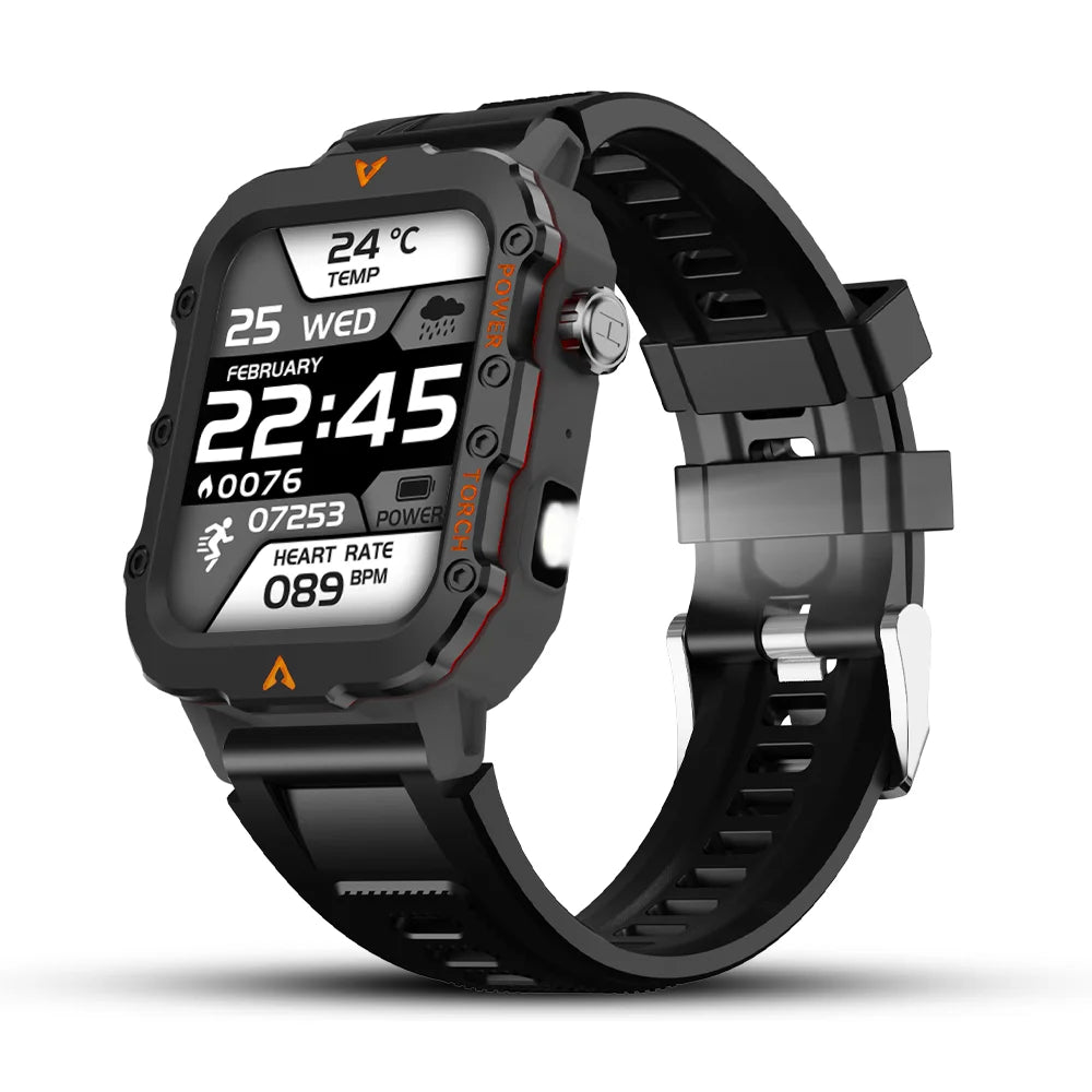 LAXASFIT Men's Sports Smart Watch Bluetooth Talk Heart Rate Monitor With LED Flashlight Multi-function Sports Outdoor Smartwatch