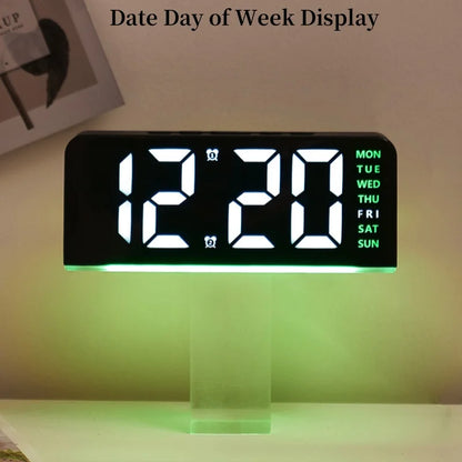 USB Powered Digital Alarm Clock with Mood Light Dual Alarm Snooze Table Clock 4 Levels Brightness 12/24H Electronic LED Clock