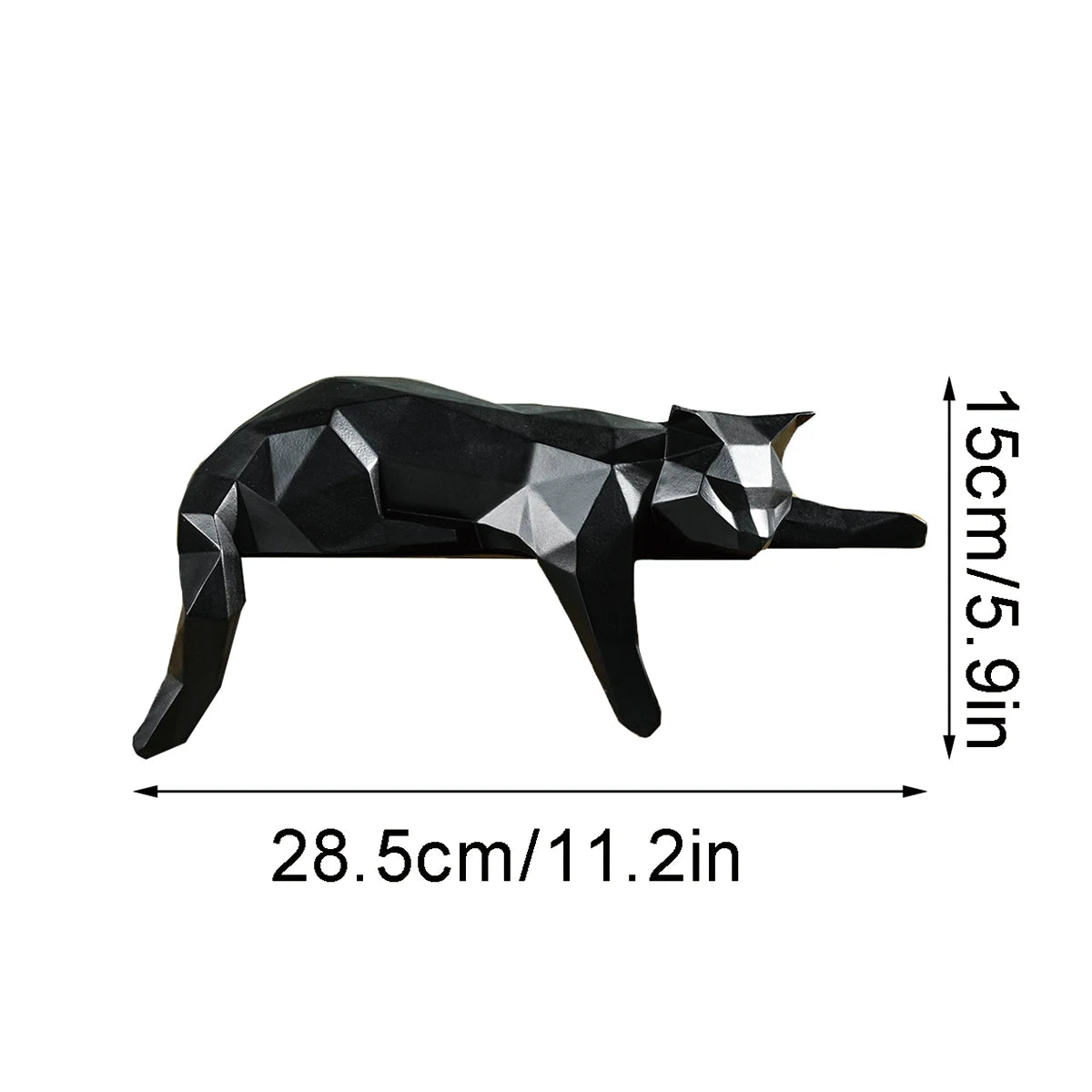 "Lying Cat" – Modern Elegance in a Geometric Sculpture