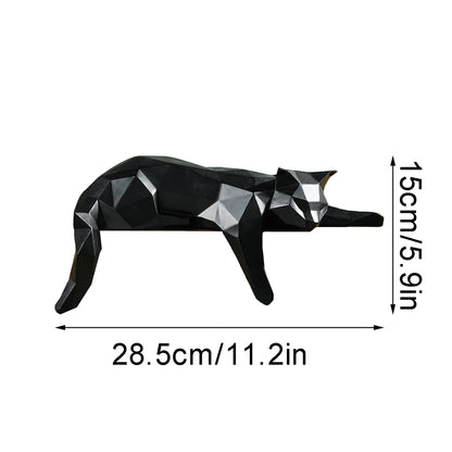 "Lying Cat" – Modern Elegance in a Geometric Sculpture