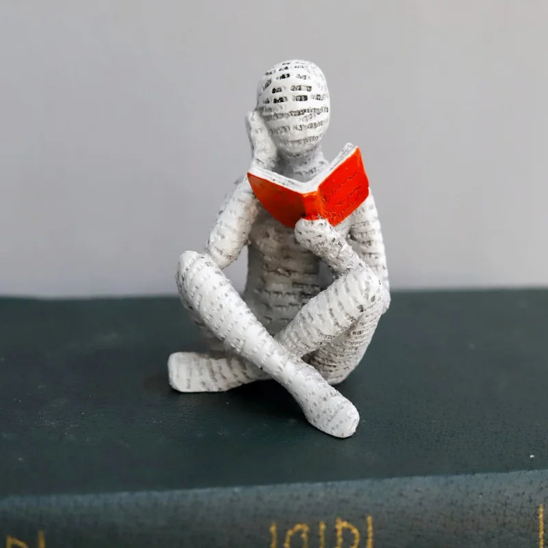 Calm Moments – Modern Book-Lover Sculpture in Resin