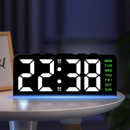 USB Powered Digital Alarm Clock with Mood Light Dual Alarm Snooze Table Clock 4 Levels Brightness 12/24H Electronic LED Clock