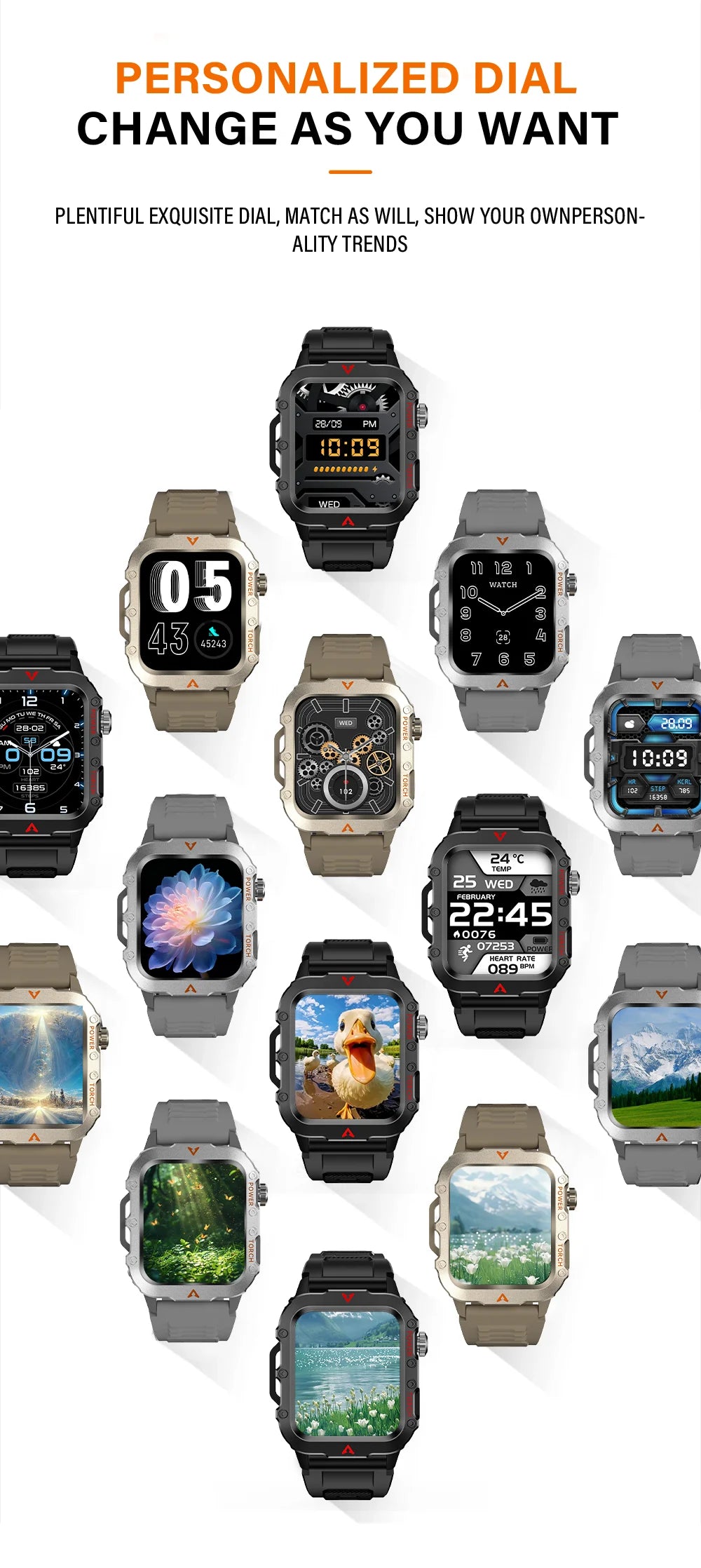 LAXASFIT Men's Sports Smart Watch Bluetooth Talk Heart Rate Monitor With LED Flashlight Multi-function Sports Outdoor Smartwatch