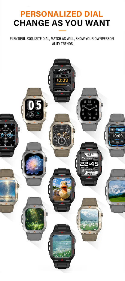 LAXASFIT Men's Sports Smart Watch Bluetooth Talk Heart Rate Monitor With LED Flashlight Multi-function Sports Outdoor Smartwatch