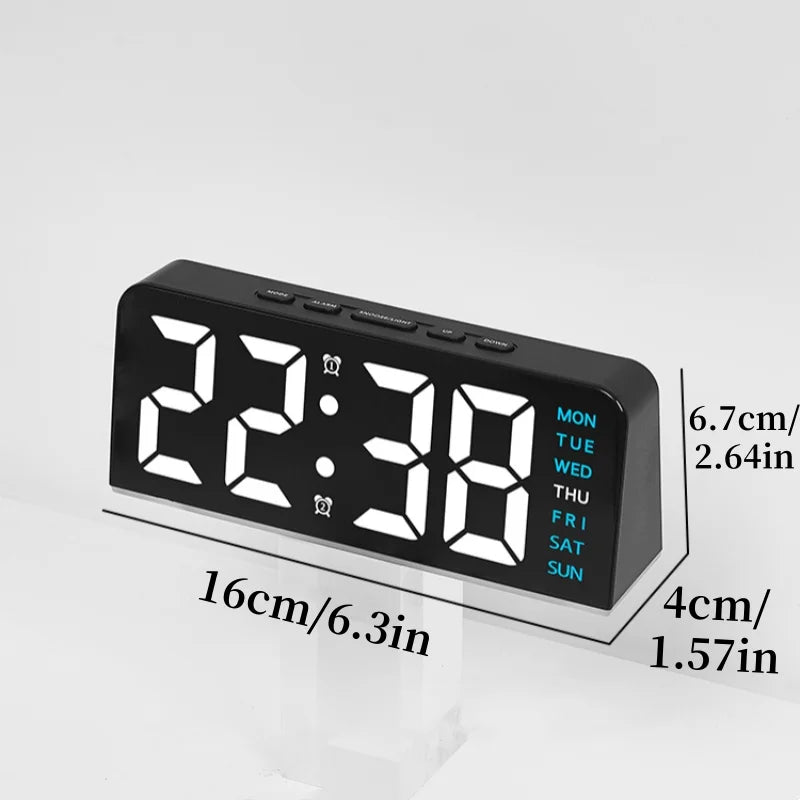 USB Powered Digital Alarm Clock with Mood Light Dual Alarm Snooze Table Clock 4 Levels Brightness 12/24H Electronic LED Clock