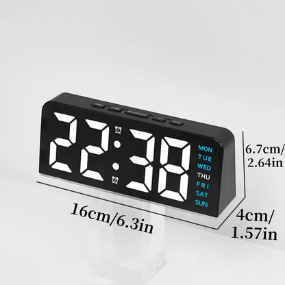 USB Powered Digital Alarm Clock with Mood Light Dual Alarm Snooze Table Clock 4 Levels Brightness 12/24H Electronic LED Clock