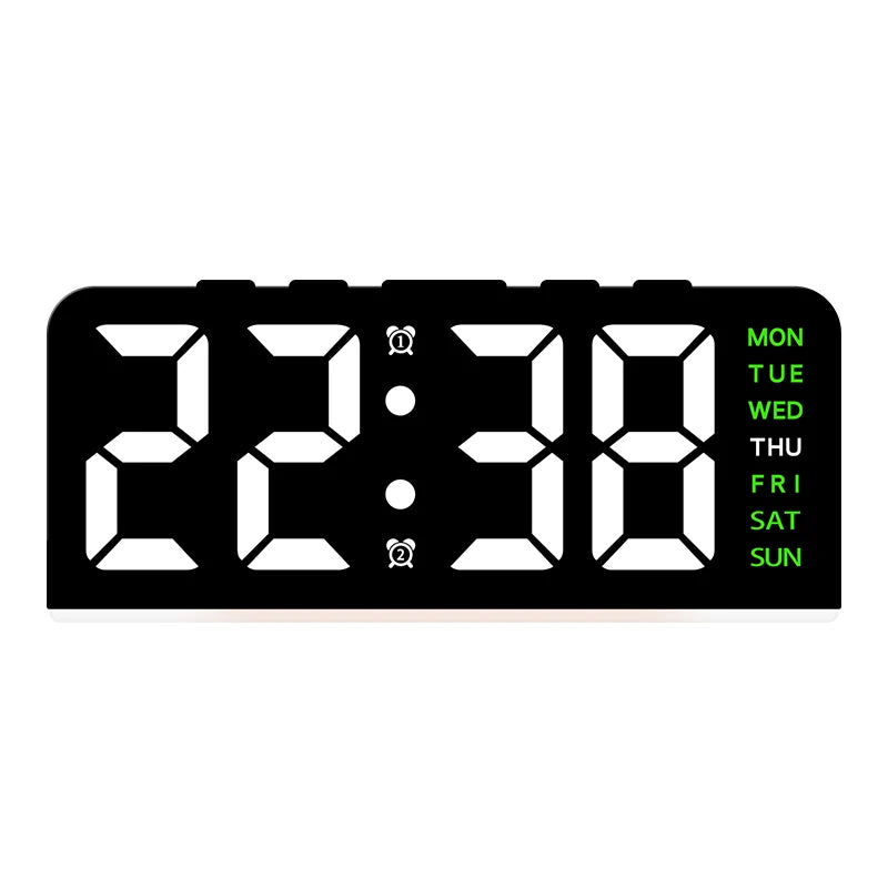 USB Powered Digital Alarm Clock with Mood Light Dual Alarm Snooze Table Clock 4 Levels Brightness 12/24H Electronic LED Clock