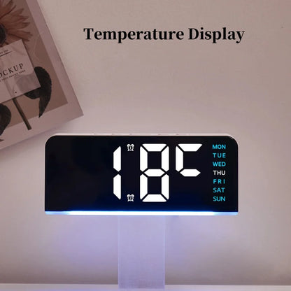 USB Powered Digital Alarm Clock with Mood Light Dual Alarm Snooze Table Clock 4 Levels Brightness 12/24H Electronic LED Clock