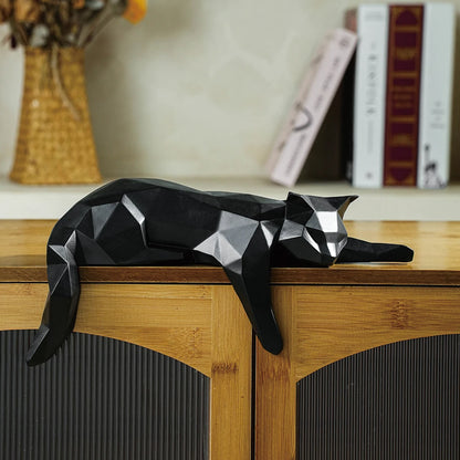 "Lying Cat" – Modern Elegance in a Geometric Sculpture