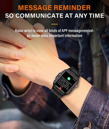 LAXASFIT Men's Sports Smart Watch Bluetooth Talk Heart Rate Monitor With LED Flashlight Multi-function Sports Outdoor Smartwatch