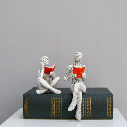 Calm Moments – Modern Book-Lover Sculpture in Resin