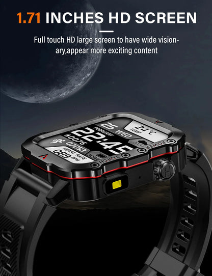 LAXASFIT Men's Sports Smart Watch Bluetooth Talk Heart Rate Monitor With LED Flashlight Multi-function Sports Outdoor Smartwatch
