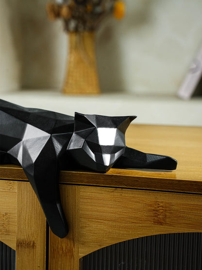 "Lying Cat" – Modern Elegance in a Geometric Sculpture