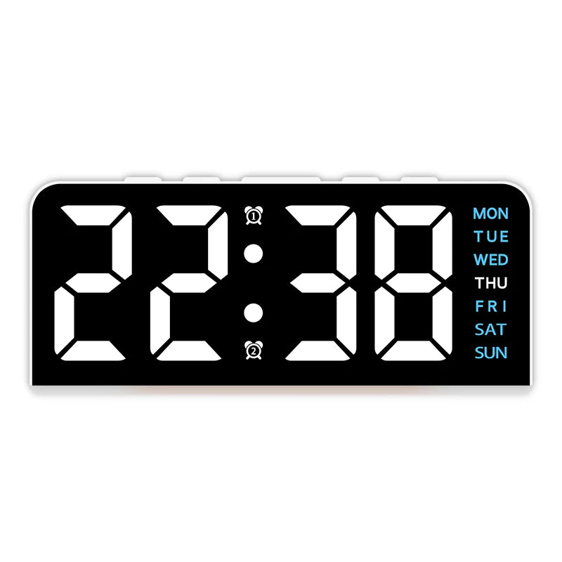 USB Powered Digital Alarm Clock with Mood Light Dual Alarm Snooze Table Clock 4 Levels Brightness 12/24H Electronic LED Clock