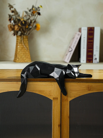 "Lying Cat" – Modern Elegance in a Geometric Sculpture