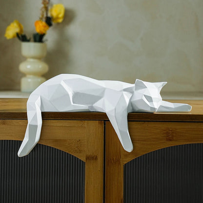 "Lying Cat" – Modern Elegance in a Geometric Sculpture