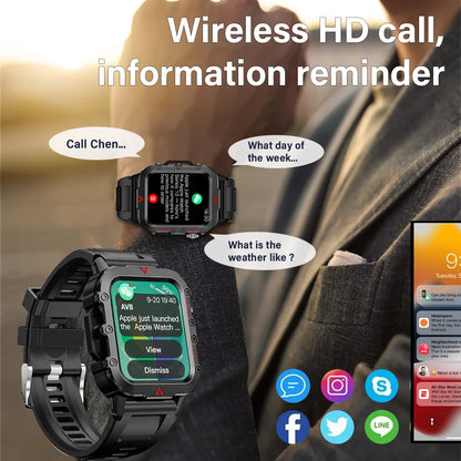 LAXASFIT Men's Sports Smart Watch Bluetooth Talk Heart Rate Monitor With LED Flashlight Multi-function Sports Outdoor Smartwatch