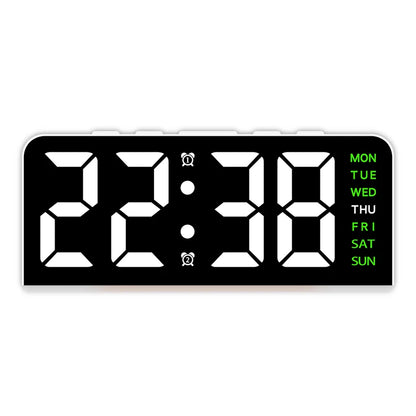 USB Powered Digital Alarm Clock with Mood Light Dual Alarm Snooze Table Clock 4 Levels Brightness 12/24H Electronic LED Clock